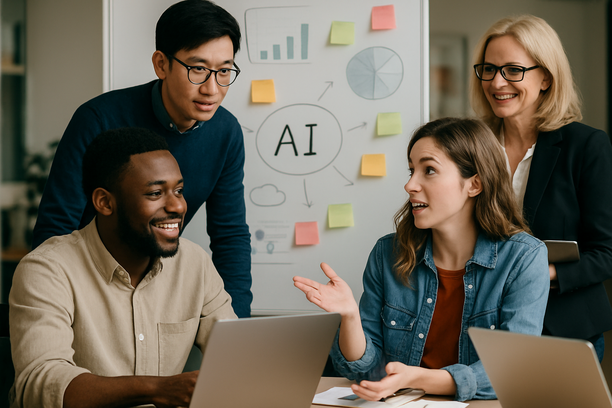 alt_text: A serene landscape featuring lush greenery, a calm lake, and a vibrant sunset sky.