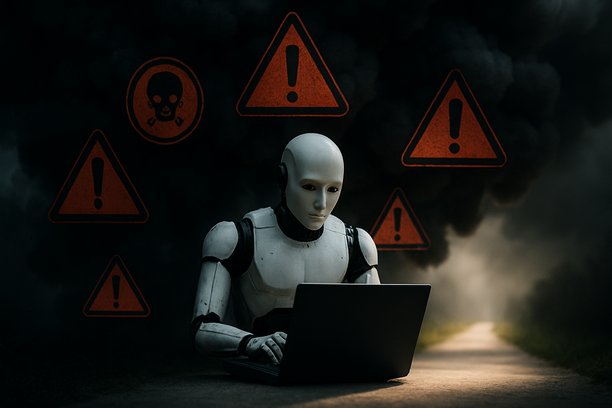 alt_text: A vibrant sunset over a calm ocean, with silhouettes of palm trees in the foreground.