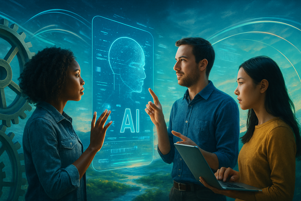 alt_text: A serene landscape featuring lush green hills under a bright blue sky with fluffy white clouds.