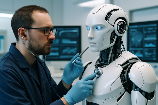 alt_text: A serene landscape with mountains, a clear blue sky, and a tranquil lake reflecting the scenery.