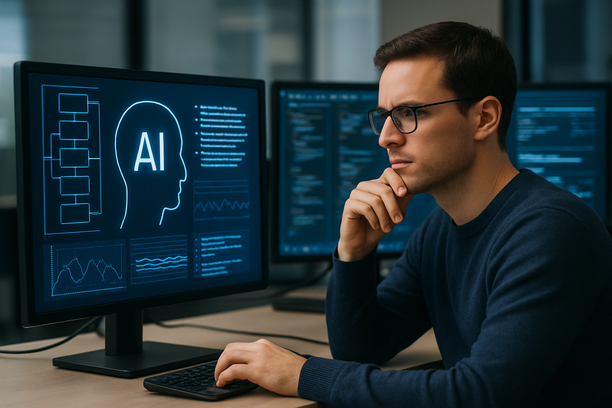 alt_text: A vibrant sunset over a calm ocean, with silhouettes of palm trees framing the scene.